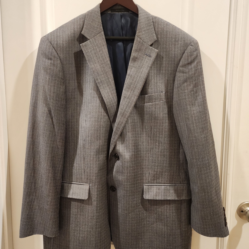 Lauren Ralph Lauren Grey Blazer Micro-Pinstripe Pattern Silk Wool Blend 43R